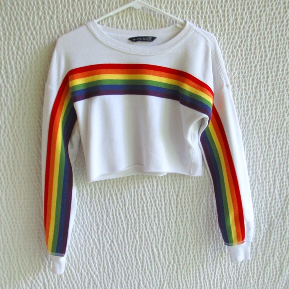 Abercrombie & Fitch Tops - Abercrombie & Fitch Y2K Rainbow Sweatshirt Size XXS Cropped Crewneck